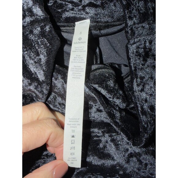 NWOT Lululemon Wunder Lounge Tight Crushed Velvet Black Size 8 - Picture 2 of 4
